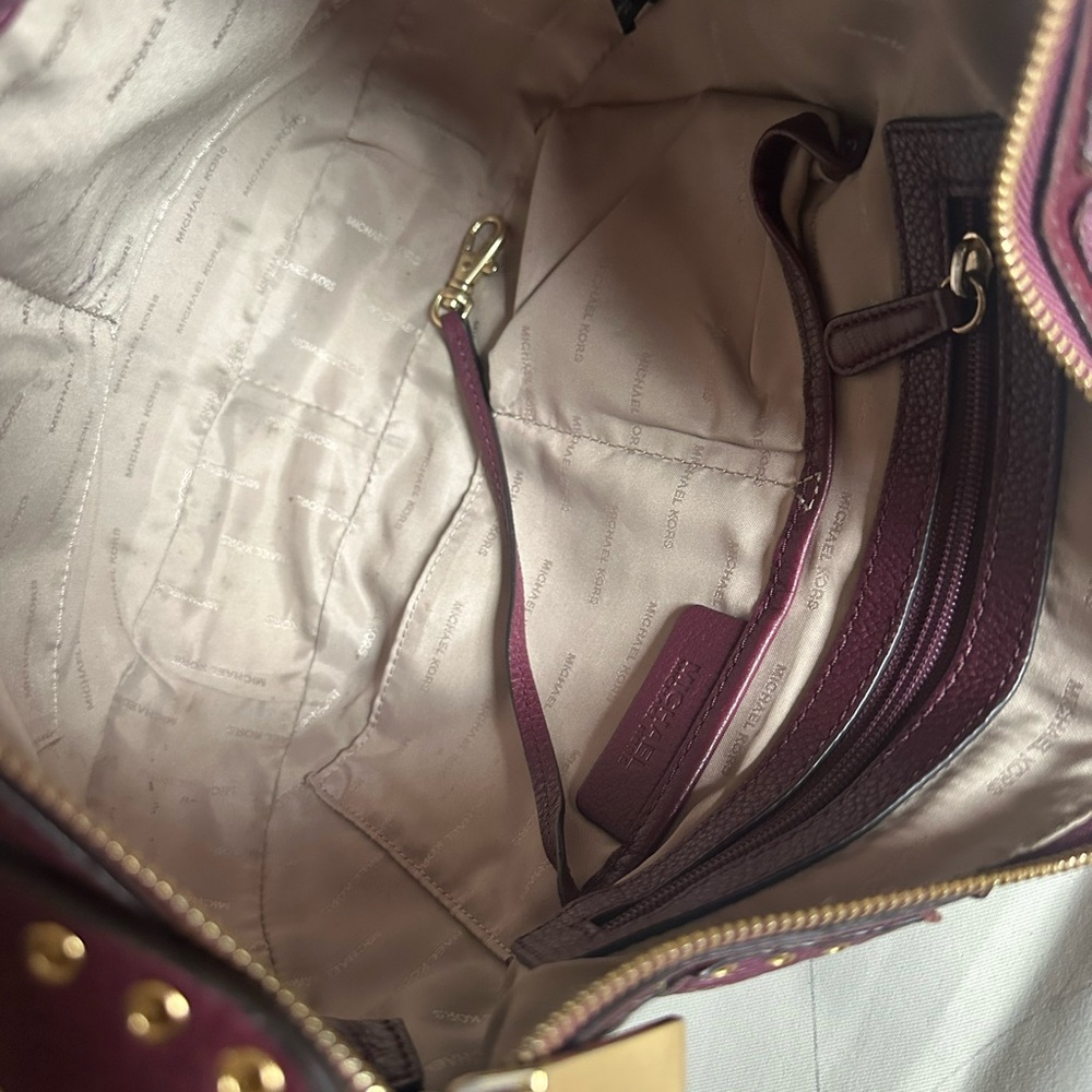 Michael Kors Red Studded Hobo Bag - Picture 5 of 7